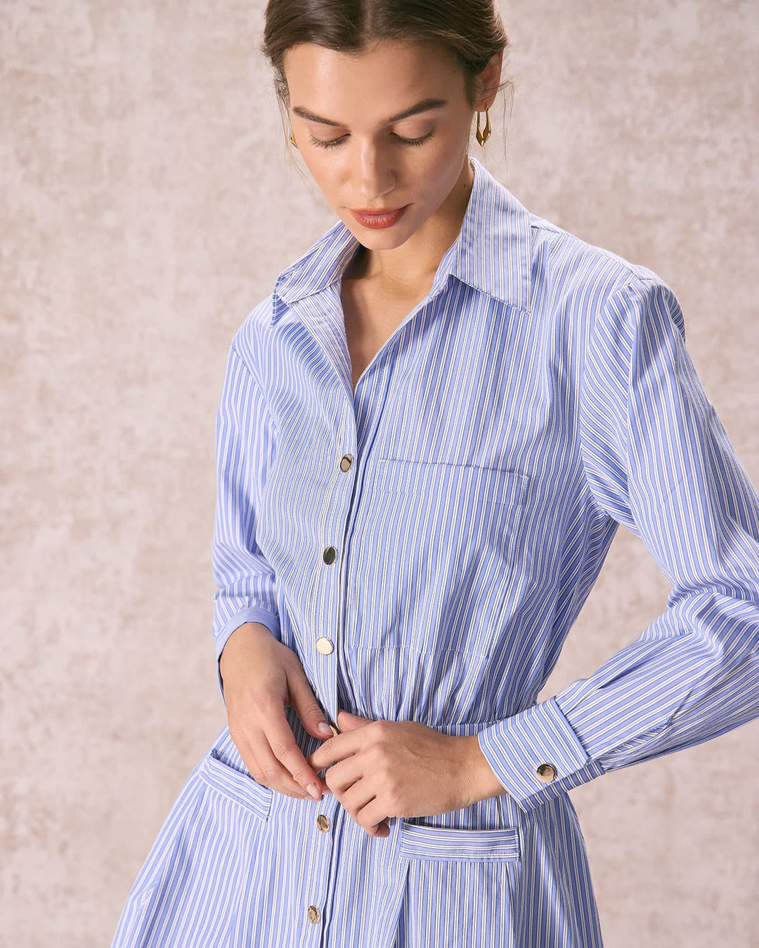 Diara | Striped Pleated Shirt Mini Dress