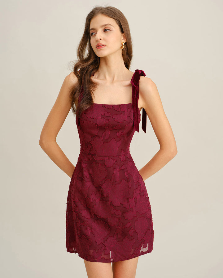 Jaline | Floral Tie Strap Mini Dress