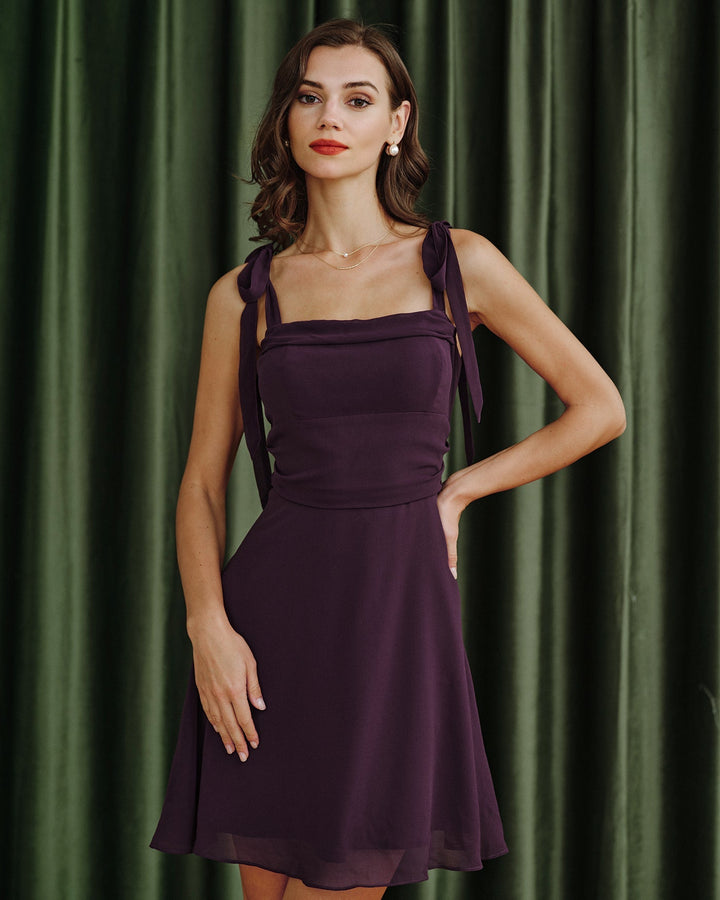 Elina | Tie Strap Chiffon Mini Dress
