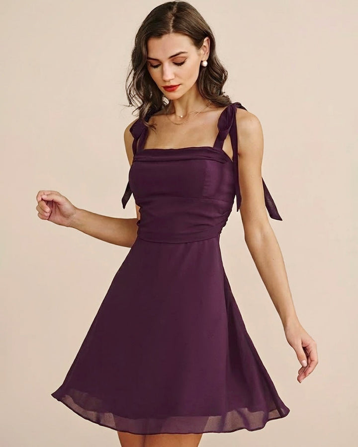 Elina | Tie Strap Chiffon Mini Dress