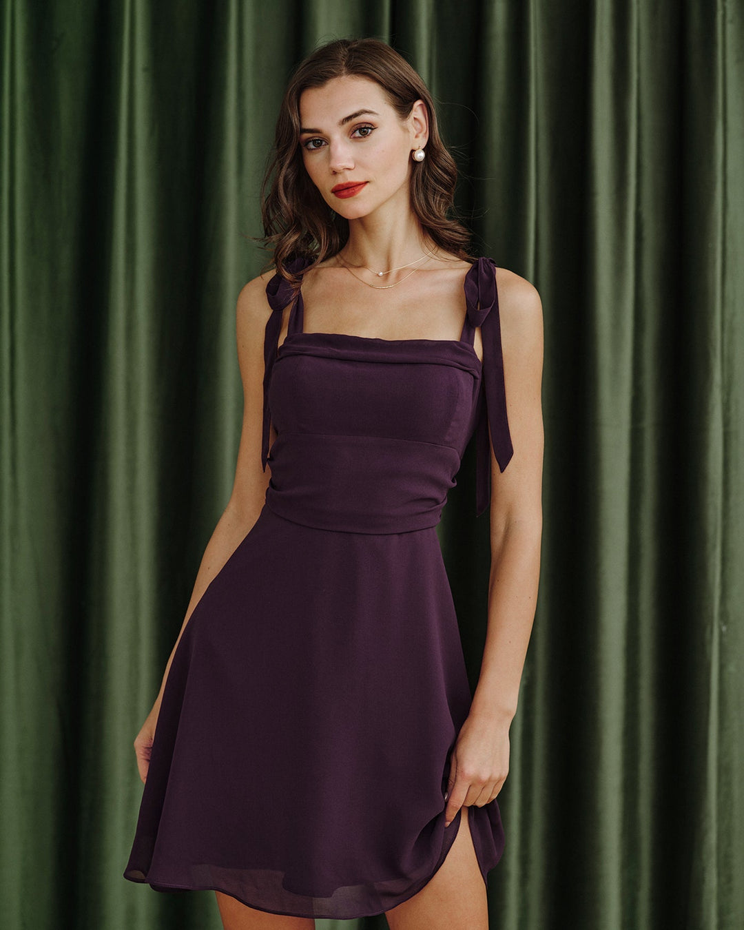 Elina | Tie Strap Chiffon Mini Dress