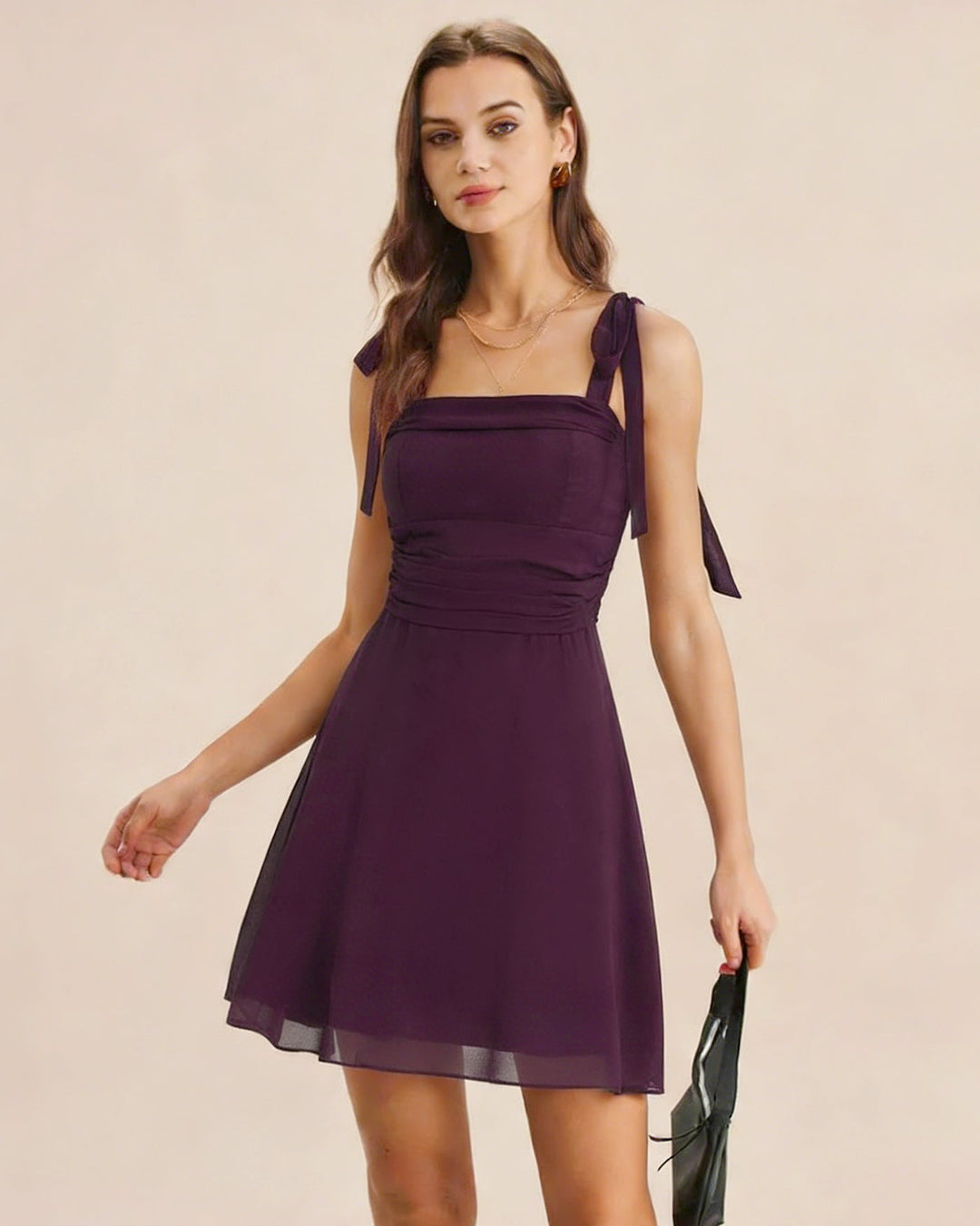 Elina | Tie Strap Chiffon Mini Dress