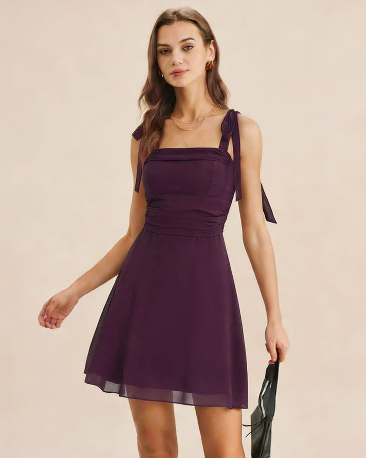 Elina | Tie Strap Chiffon Mini Dress