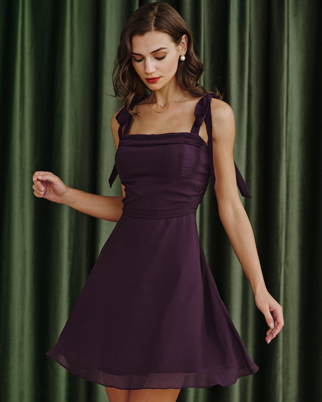Elina | Tie Strap Chiffon Mini Dress