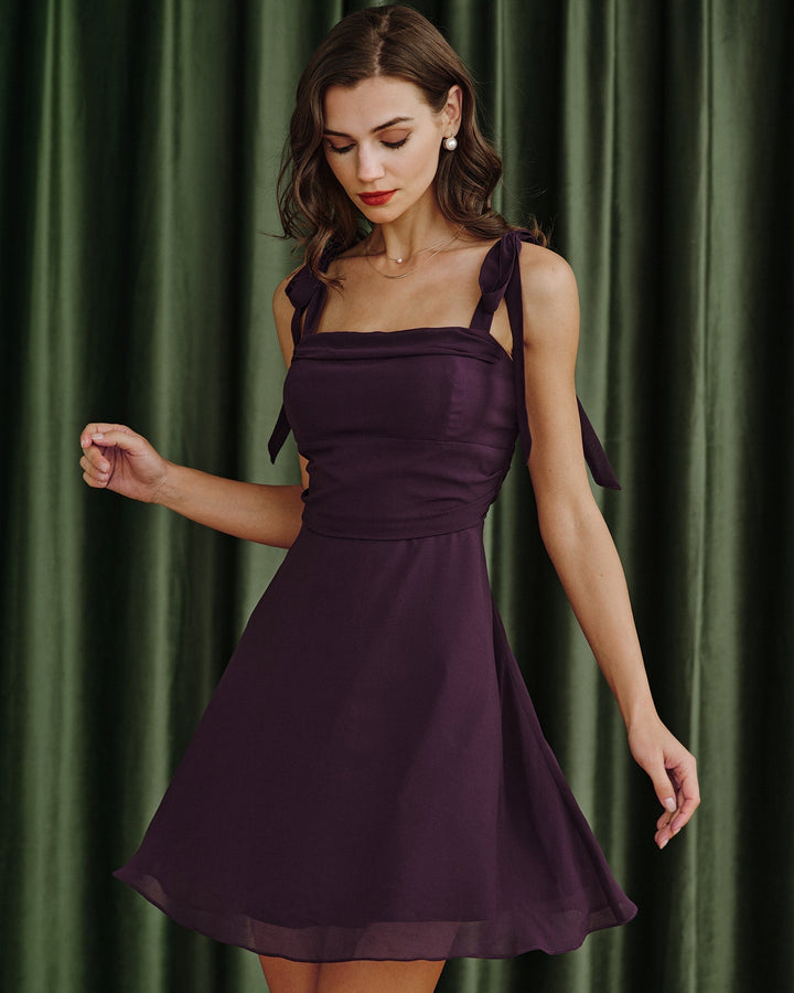 Elina | Tie Strap Chiffon Mini Dress