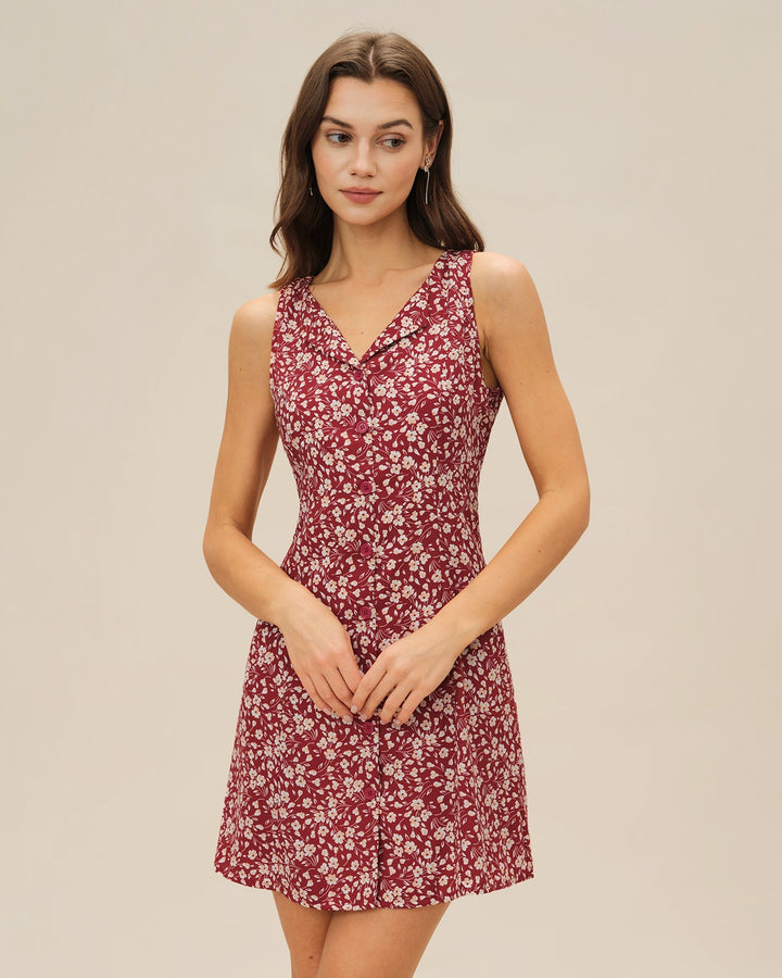 Clo | Floral V-Neck Mini Dress