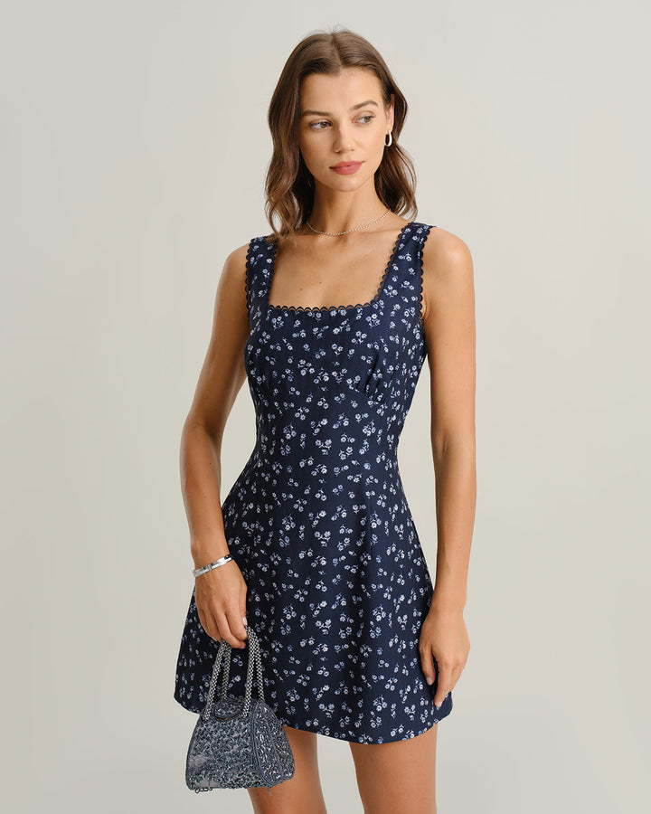 Nara | Floral Square Neck Mini Dress